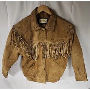 Western Leather Jacket Starling Vintage Fringe Brown M Coastal Cowgirl 80s 90s